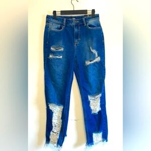 Distressed Blue Jeans